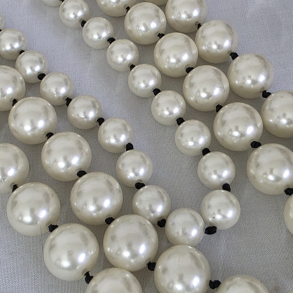 Large Statement Multi Strand Chunky Pearl Necklace and Earrings Set - Picture 6 of 15